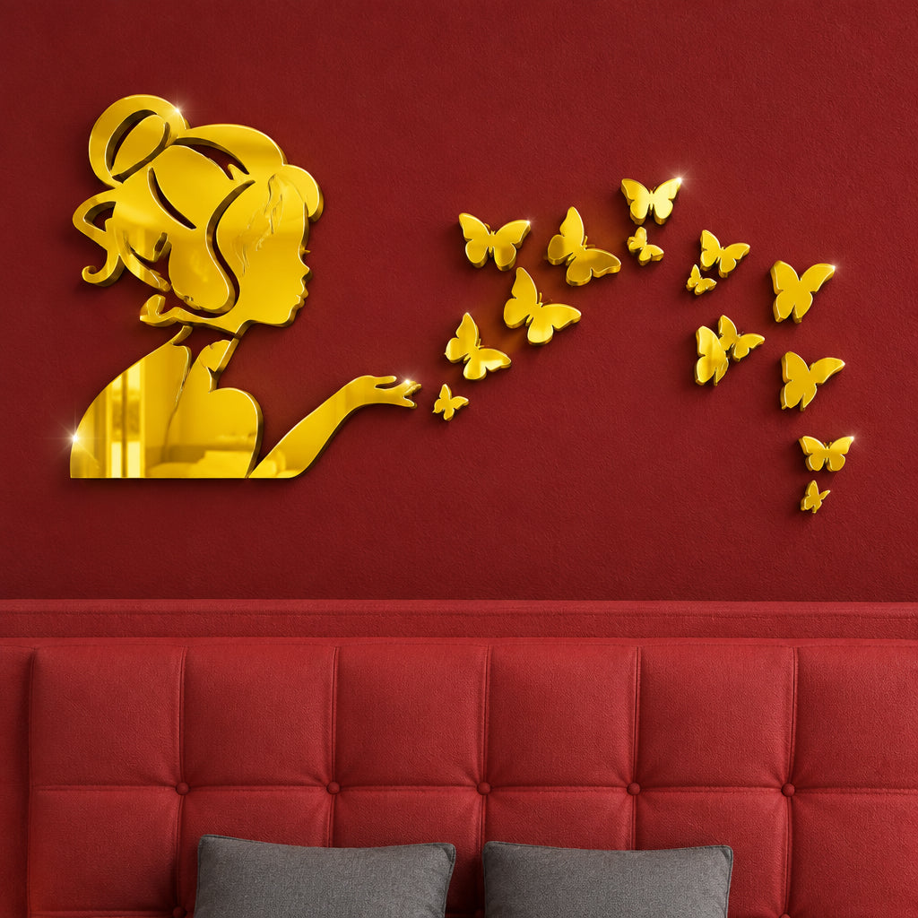 3D Acrylic Angel Fairy Wall Mirror