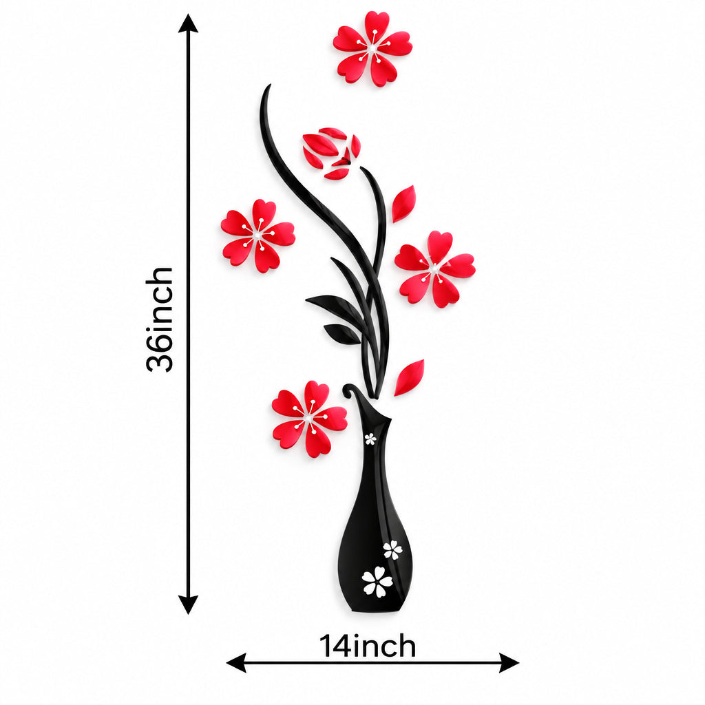3D Acrylic Vase Wall Stickers