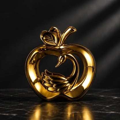 Golden Apple Swan Decorative Showpiece