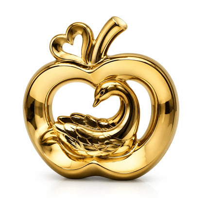 Golden Apple Swan Decorative Showpiece